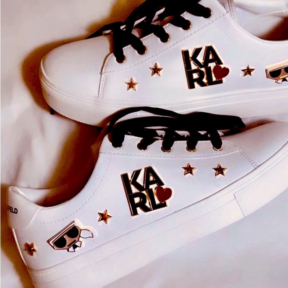 Karl Lagerfeld White Sneakers. Never worn. Size is actual.